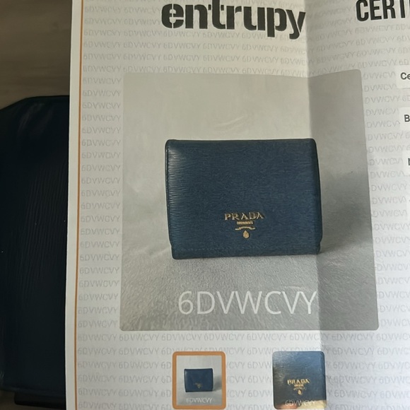 PRADA Blue Vittello Move Leather Trifold Wallet - Picture 16 of 16